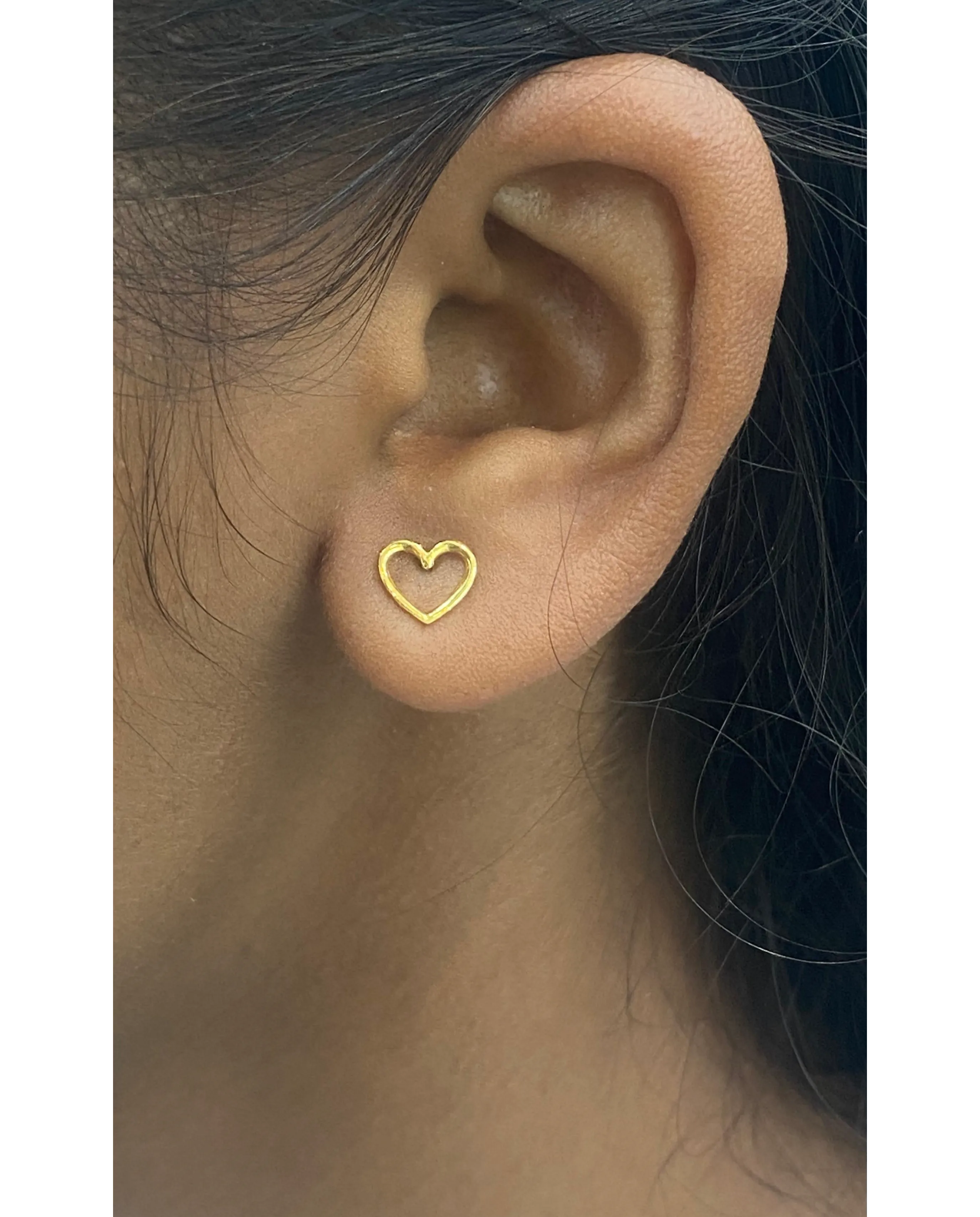 Ghare Jewellers gold heart-outline stud reference shot