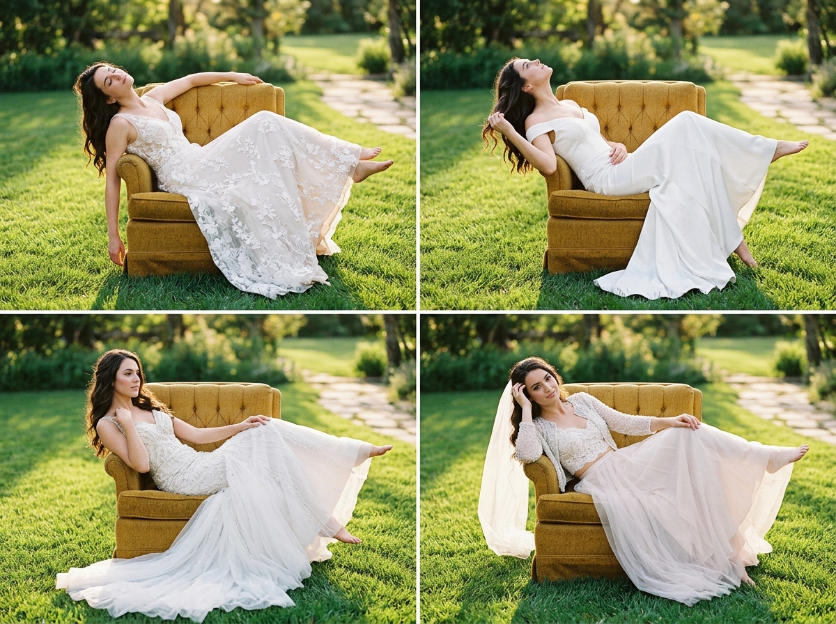 Consistent model face Infinite variations — bridalwear AI photography