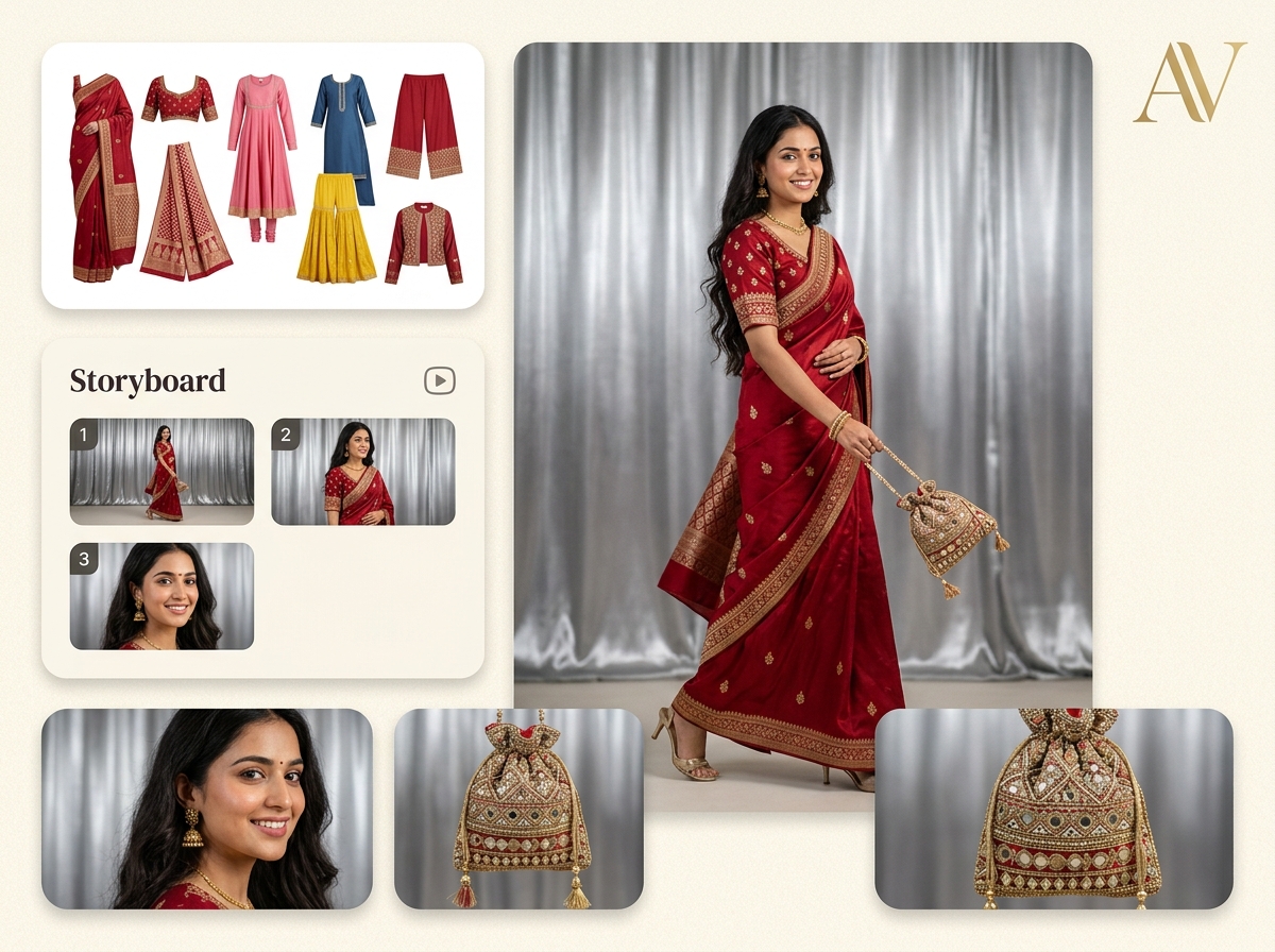 Brief to video in minutes — ethnicwear AI photography
