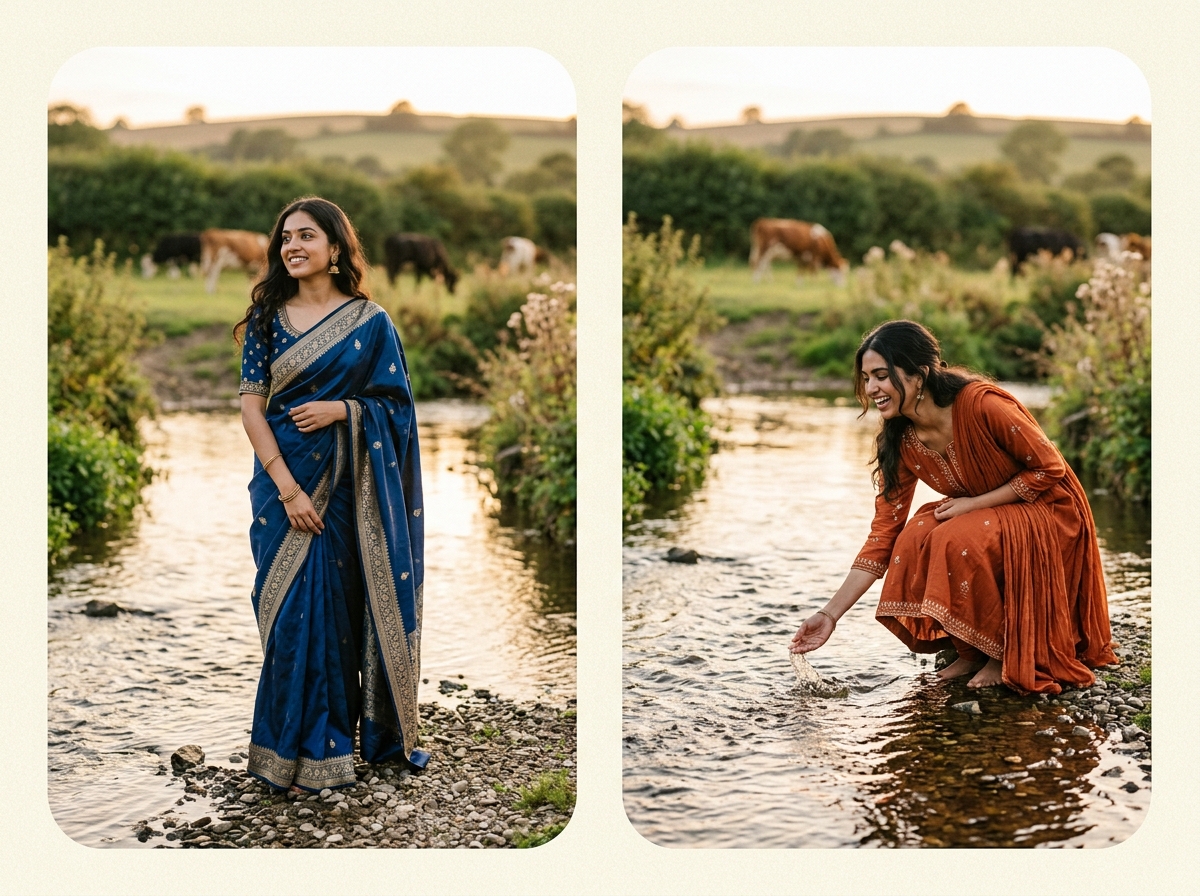 Any location No travel required — ethnicwear AI photography