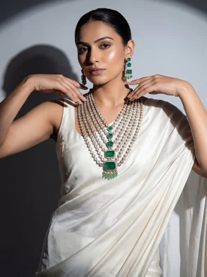 On the model Across skin tones — pearl jewelry AI photography