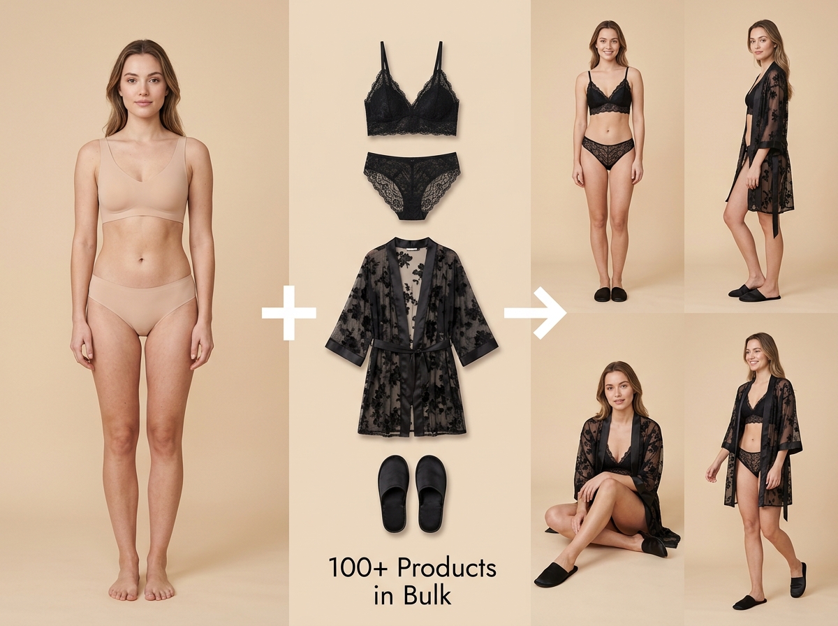 Model in elegant lingerie in soft, tasteful editorial lighting