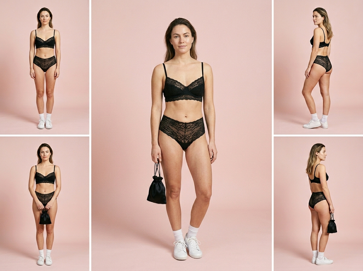 Her full lookbook No studio booked — lingerie AI photography