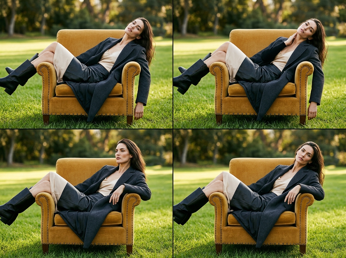 Consistent model face Infinite variations — luxury fashion AI photography