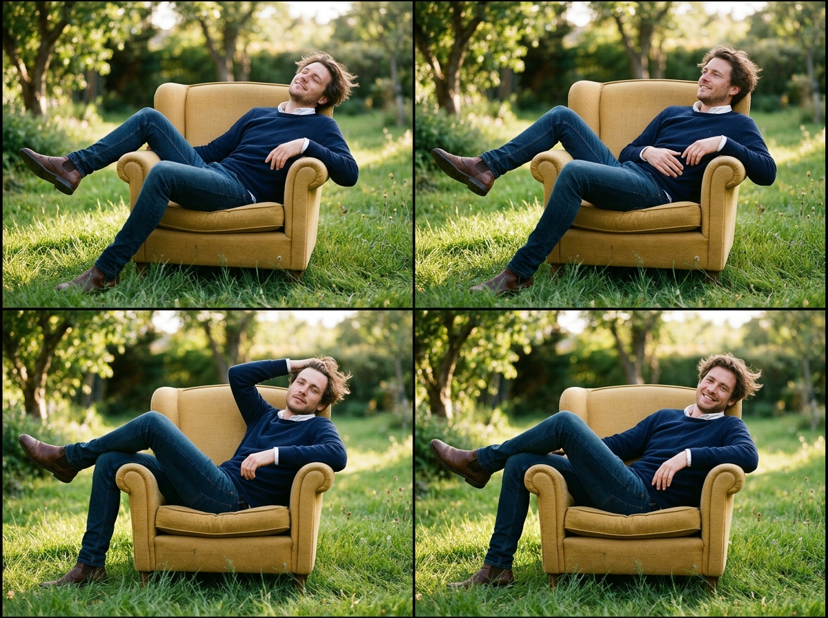 Consistent model face Infinite variations — menswear AI photography