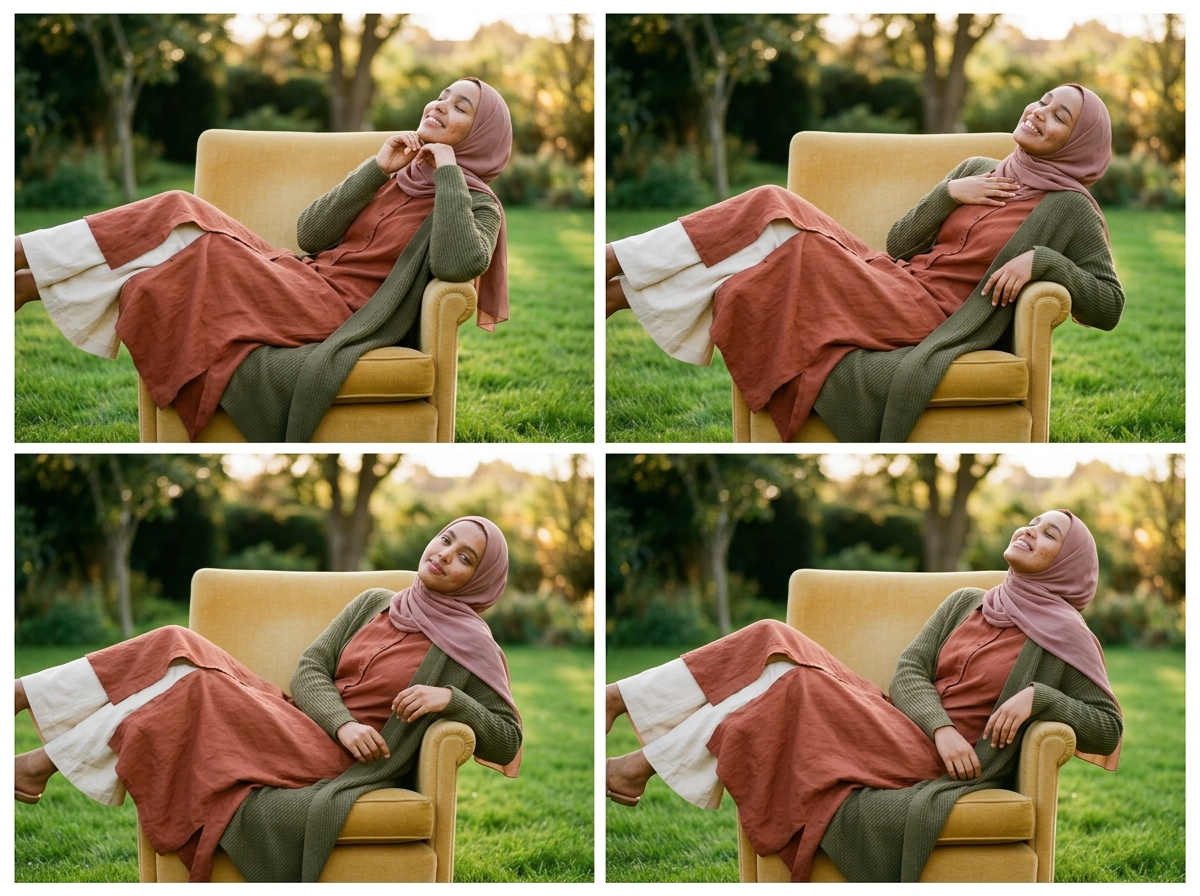 Consistent model face Infinite variations — modest fashion AI photography