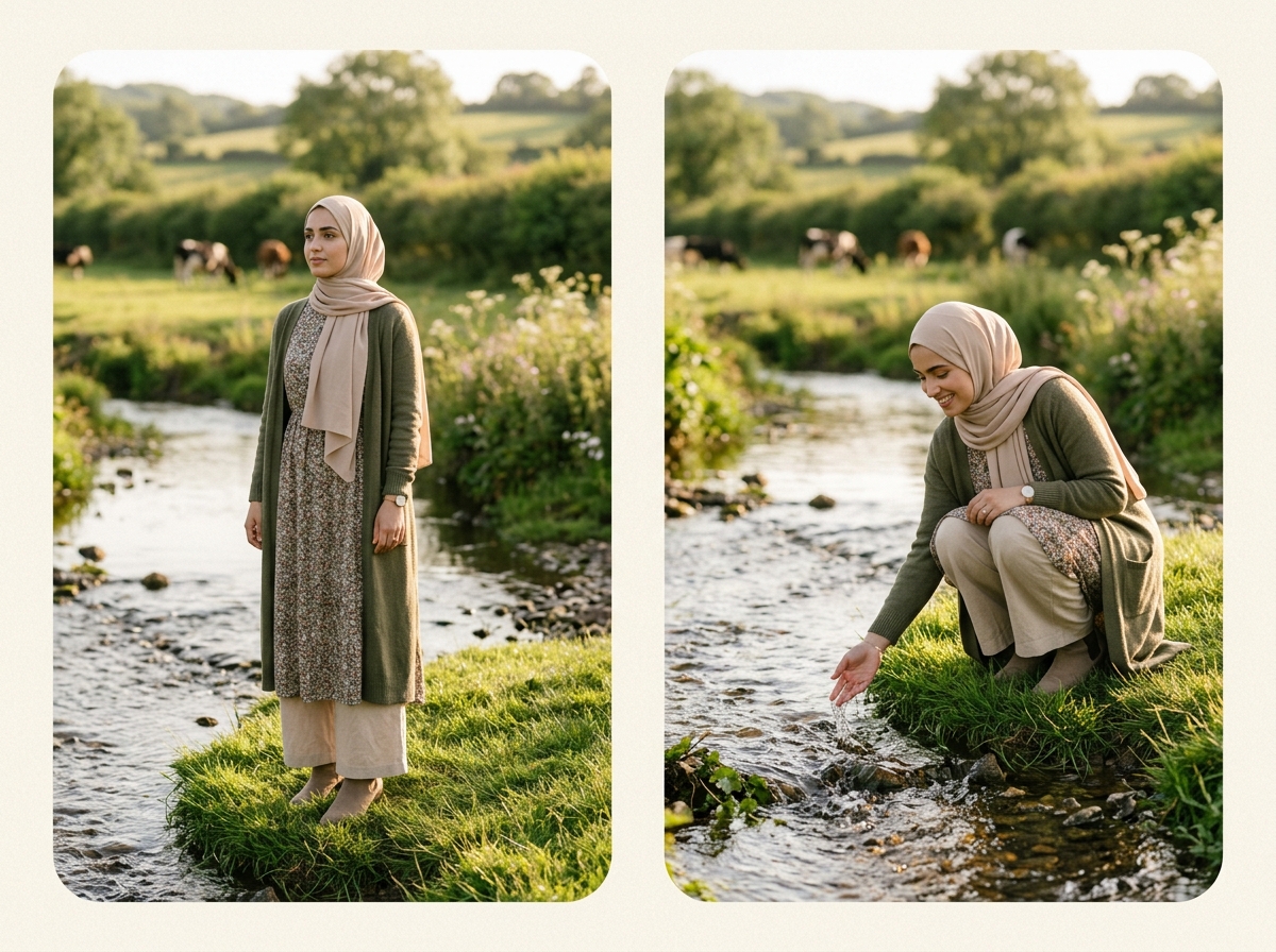Any location No travel required — modest fashion AI photography