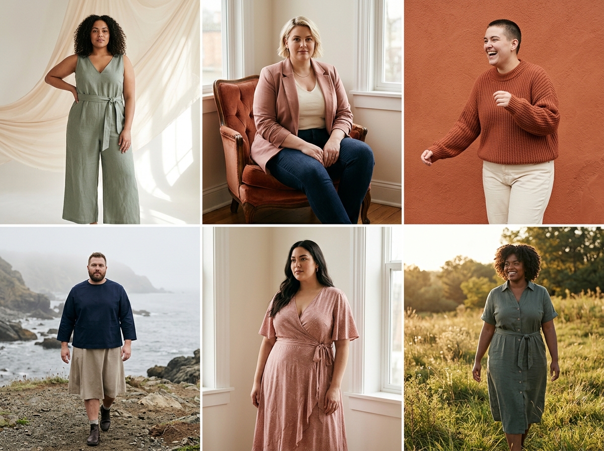 One outfit Any setting you want — plus-size fashion AI photography