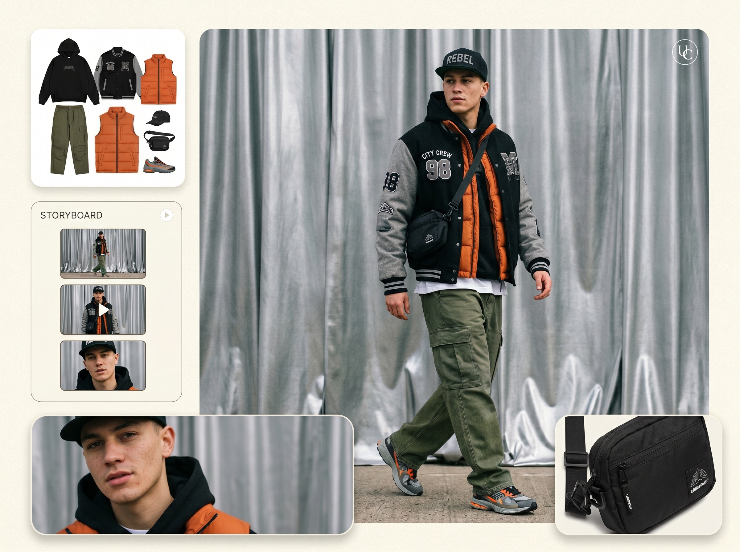 Brief to video in minutes — streetwear AI photography