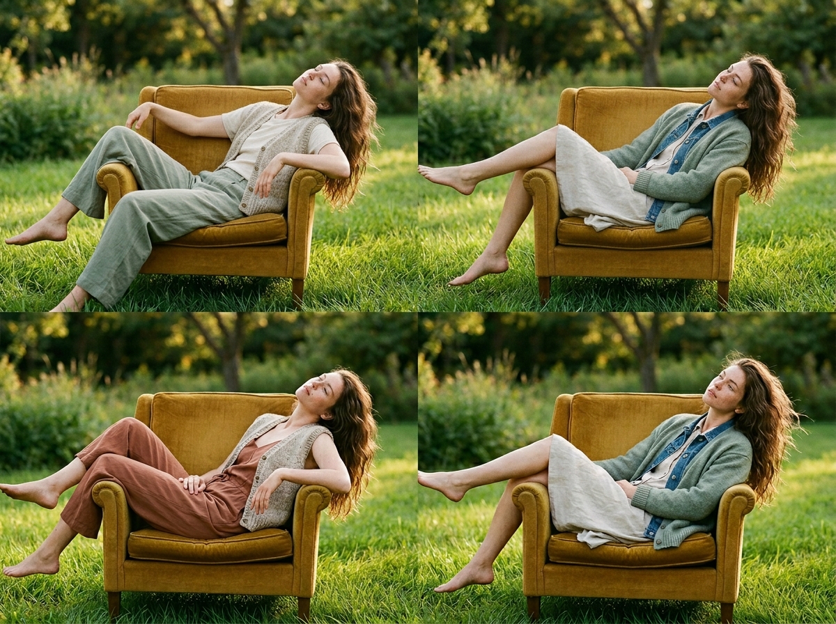 Consistent model face Infinite variations — sustainable fashion AI photography