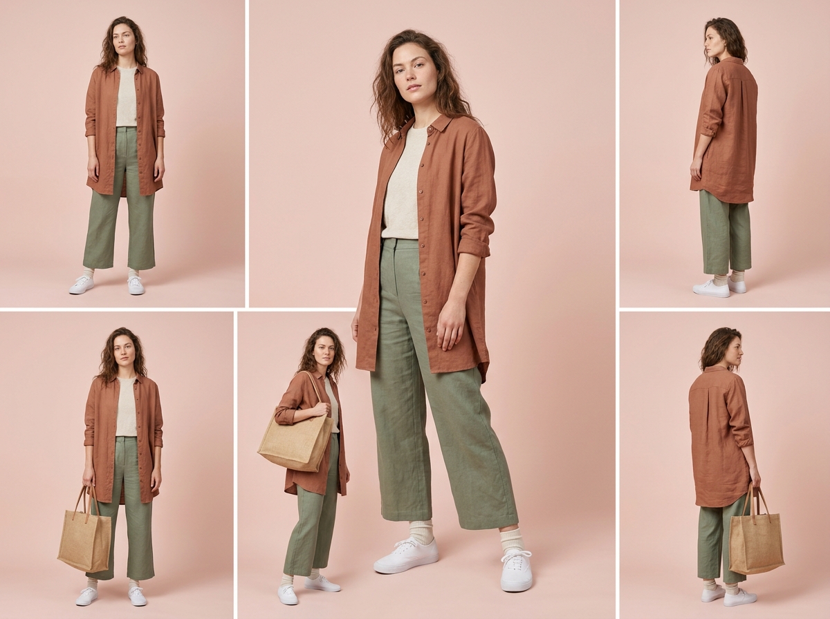 Her full lookbook No studio booked — sustainable fashion AI photography