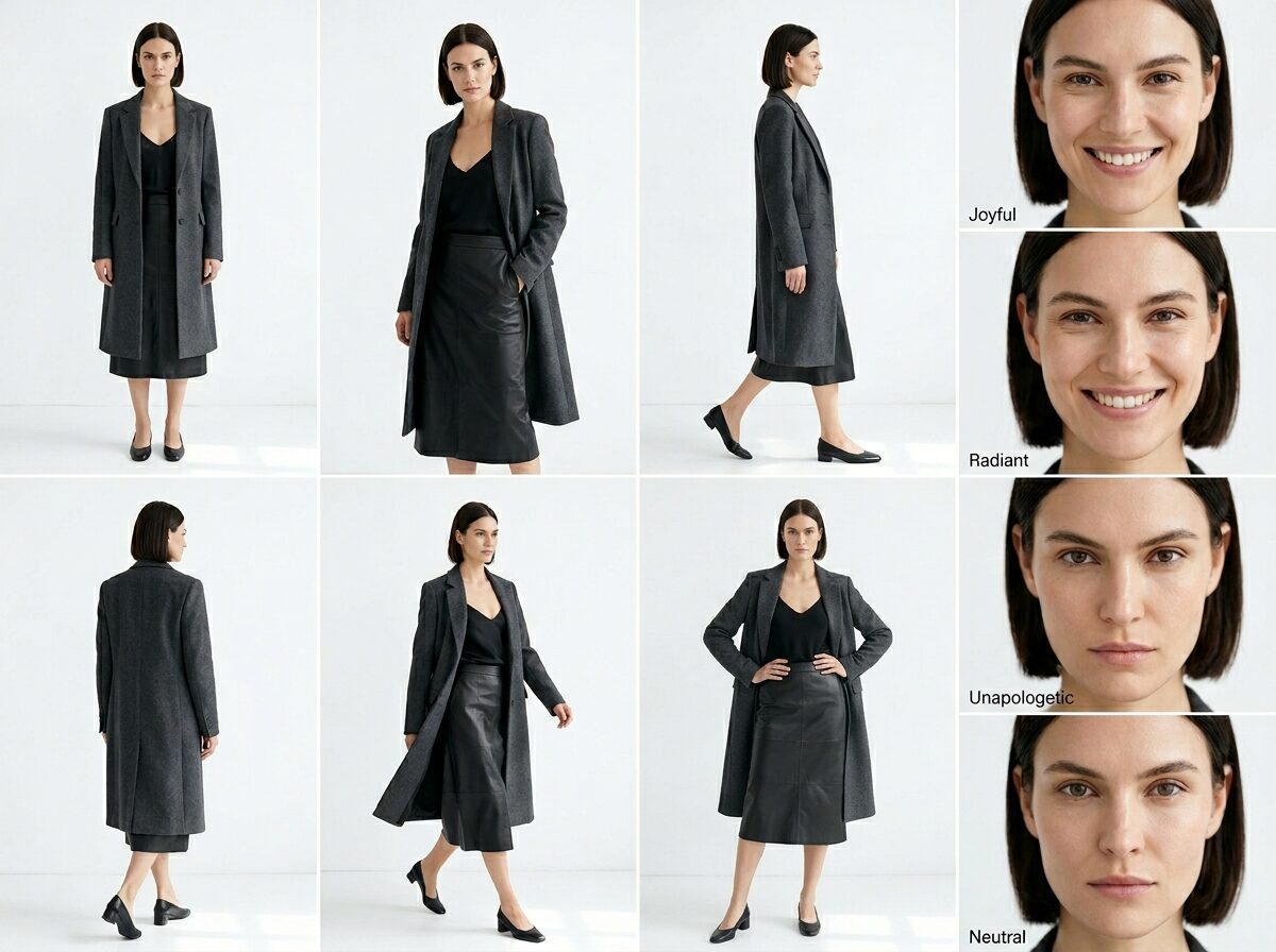 Moodboard energy editorial polish — womenswear AI photography