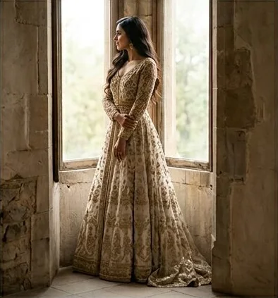 Bridal look on a model in soft window light, an AI photoshoot by Kaptured.AI