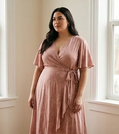 Plus-size look on a model in soft window light, an AI photoshoot by Kaptured.AI