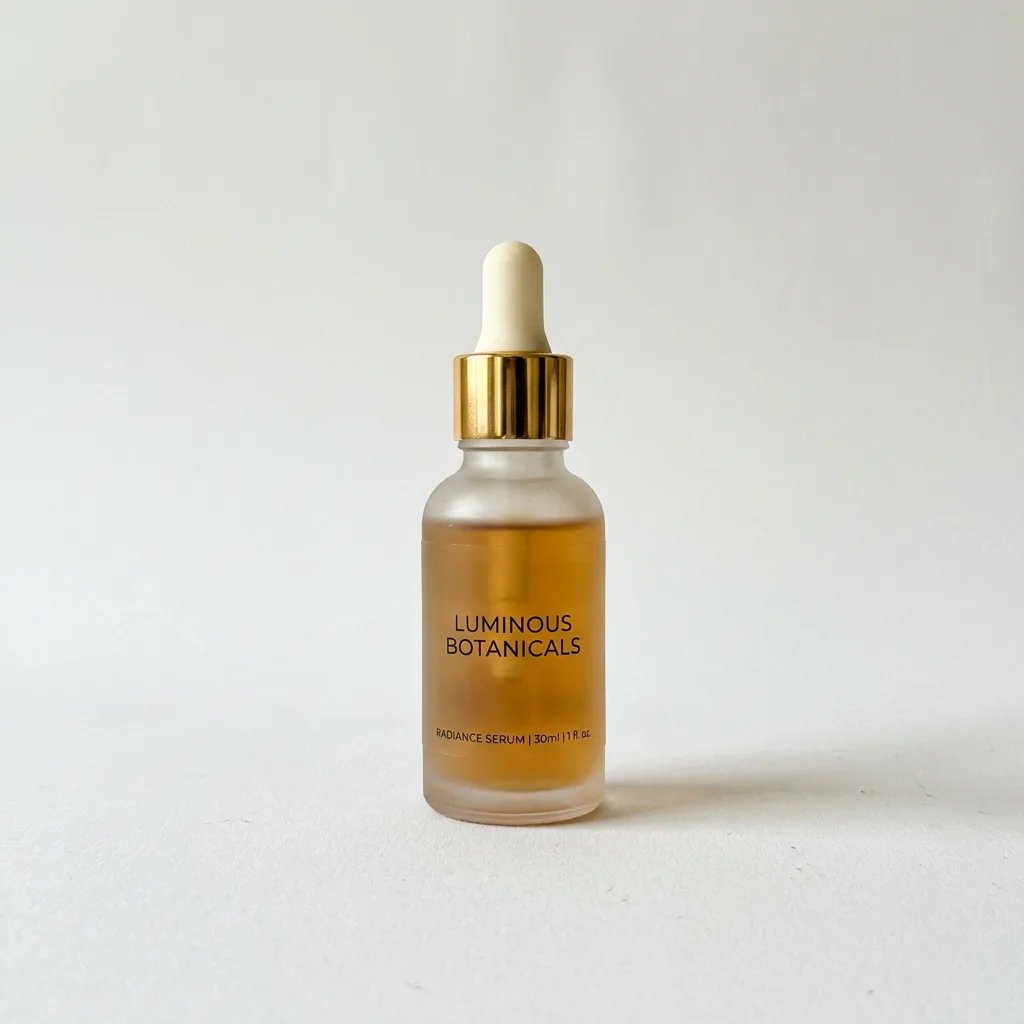 The serum bottle on white, seen straight on, made with AI