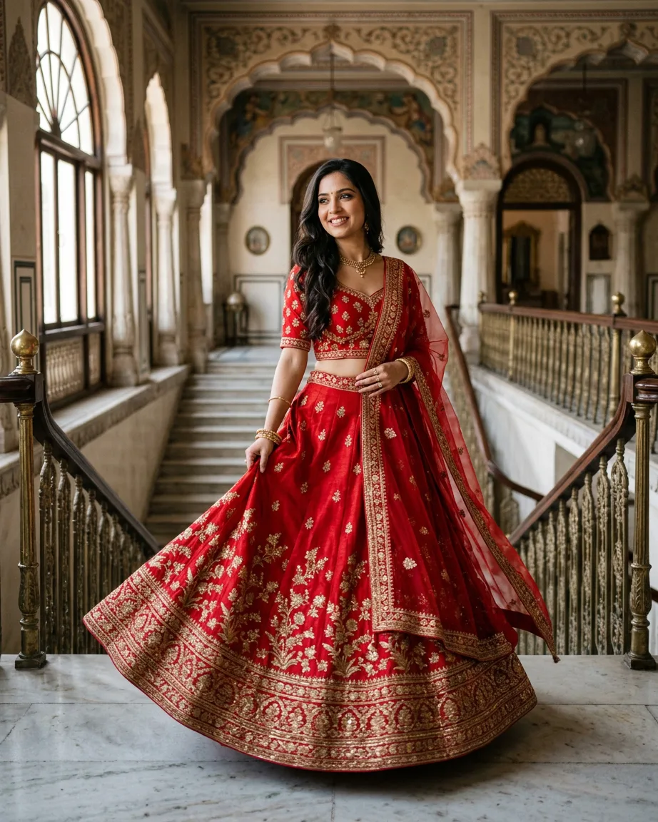 AI lehenga photoshoot by Kaptured.AI