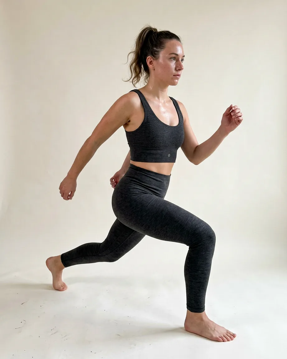AI activewear flat-lay to model by Kaptured.AI