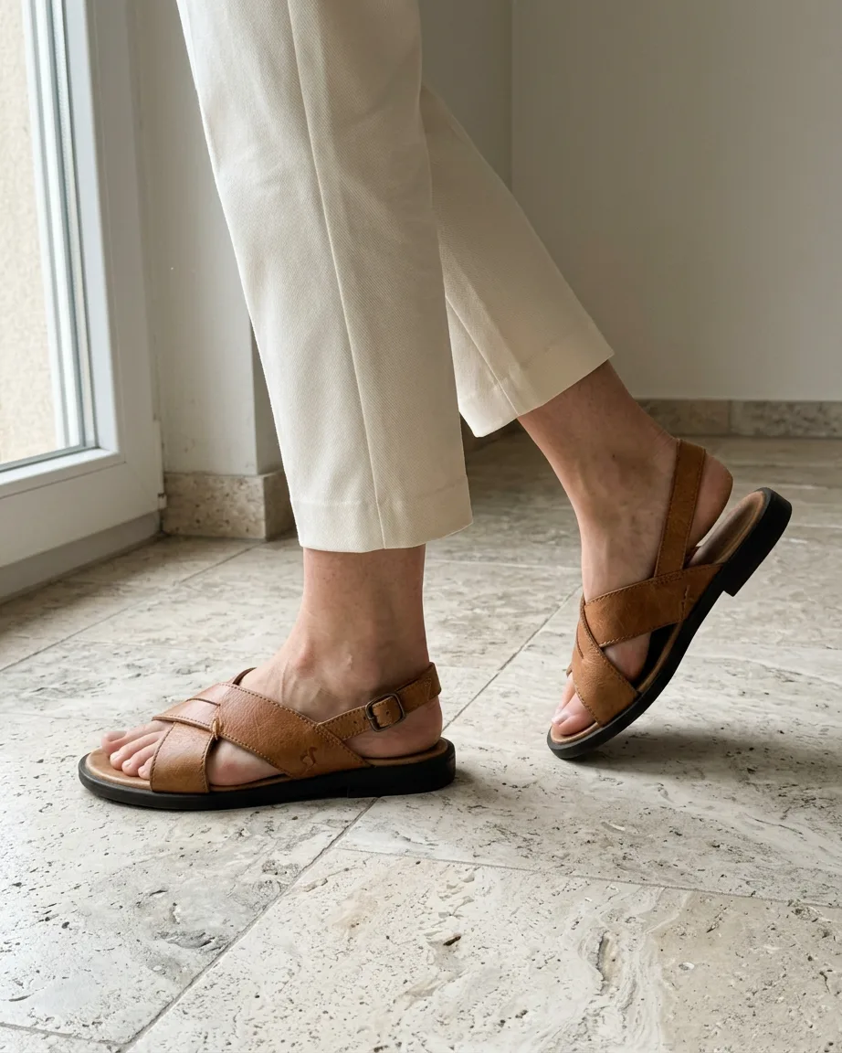footwear product photo as sent, before the background swap