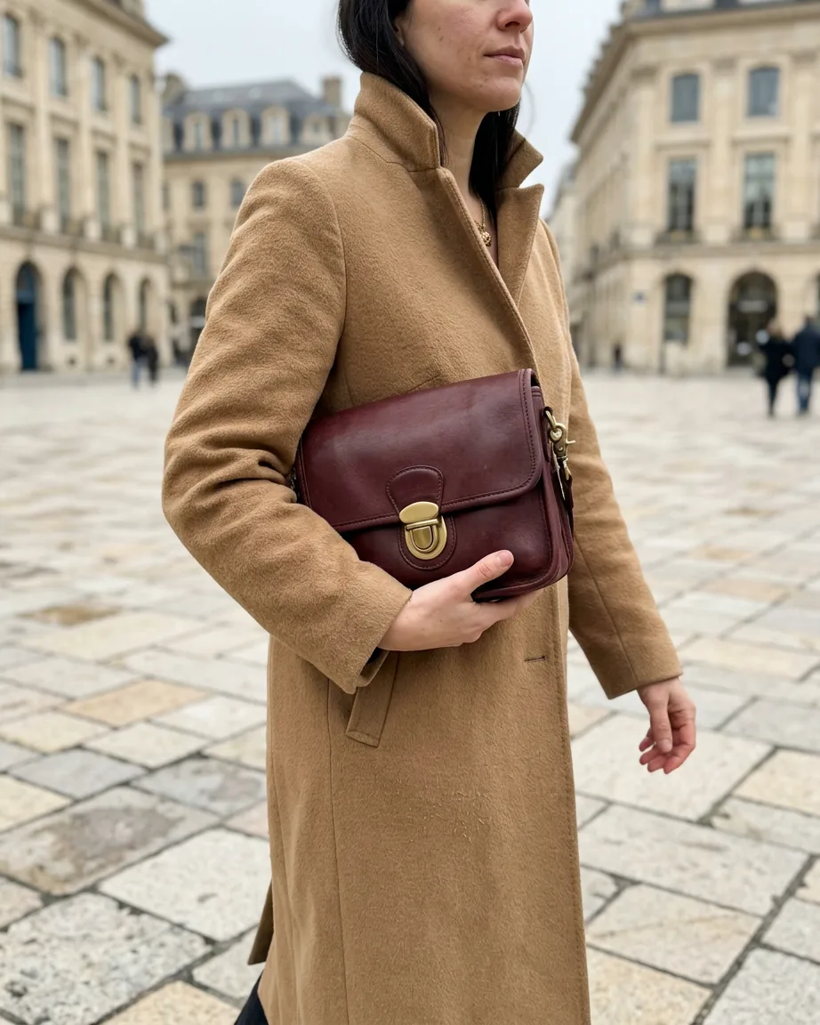 AI handbag on-model photoshoot, finished frame