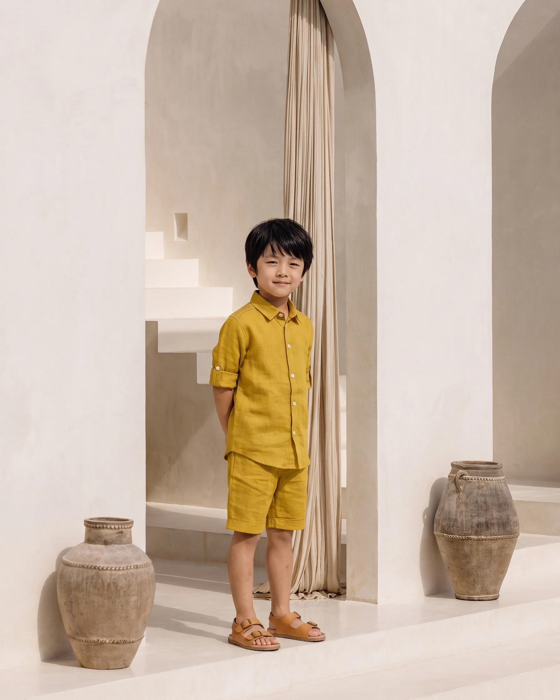 AI kidswear on-model photoshoot, finished frame