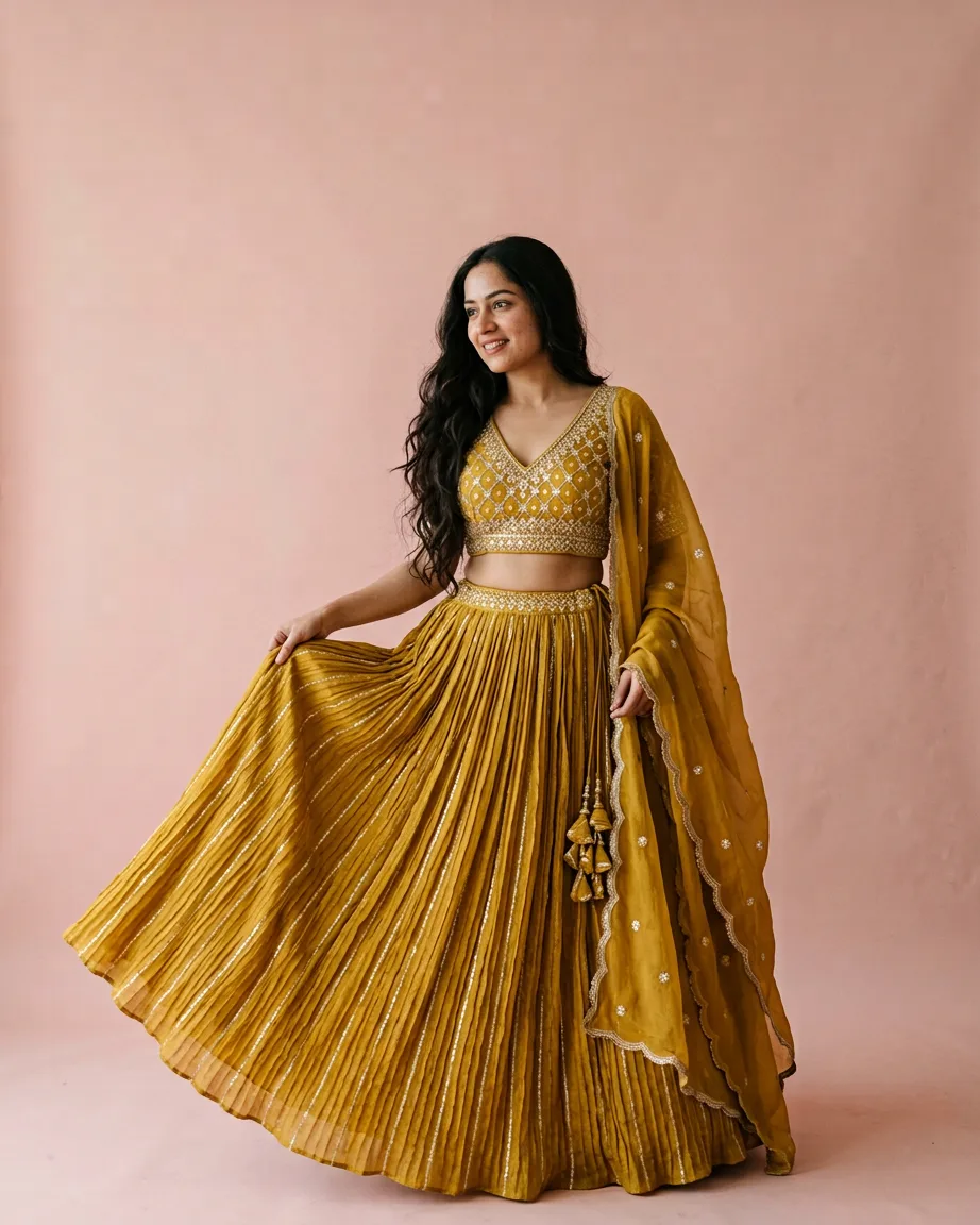 AI lehenga ad creatives by Kaptured.AI