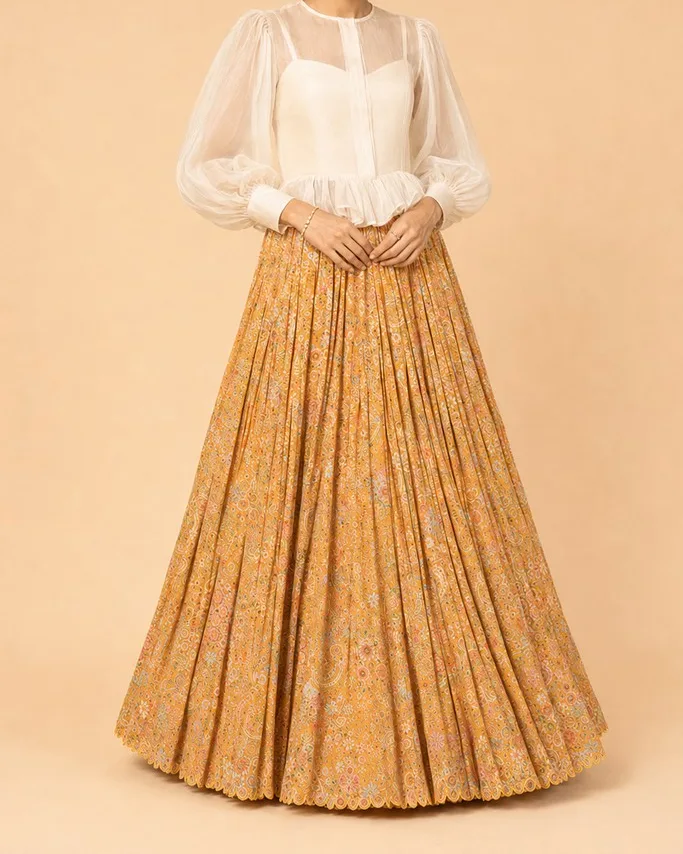 lehenga product photo as sent by the brand, before the background swap
