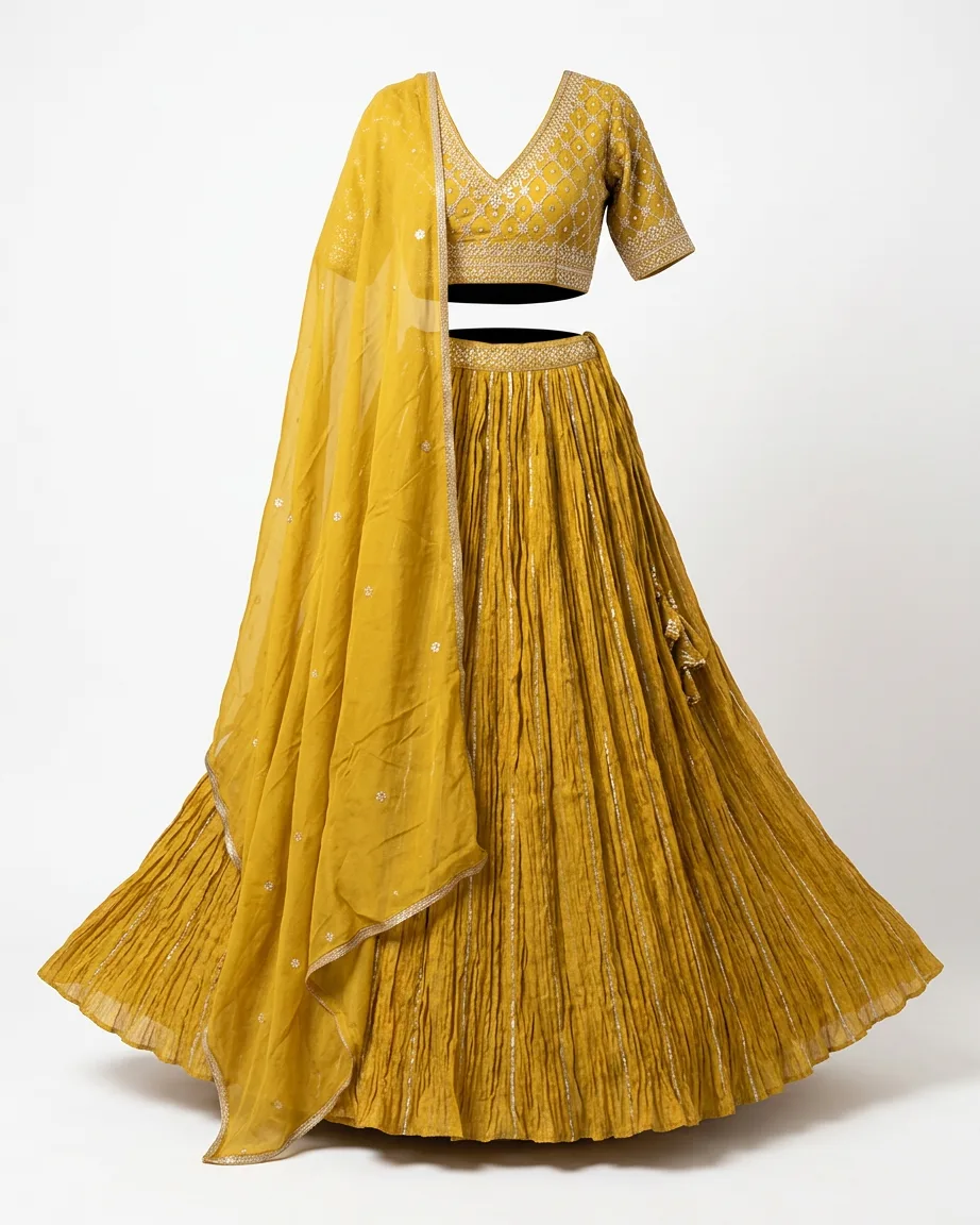 AI lehenga ghost mannequin by Kaptured.AI