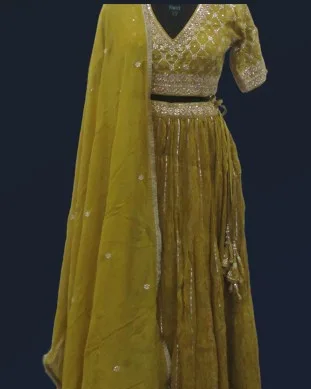 lehenga product photo as sent by the brand, before the ghost mannequin