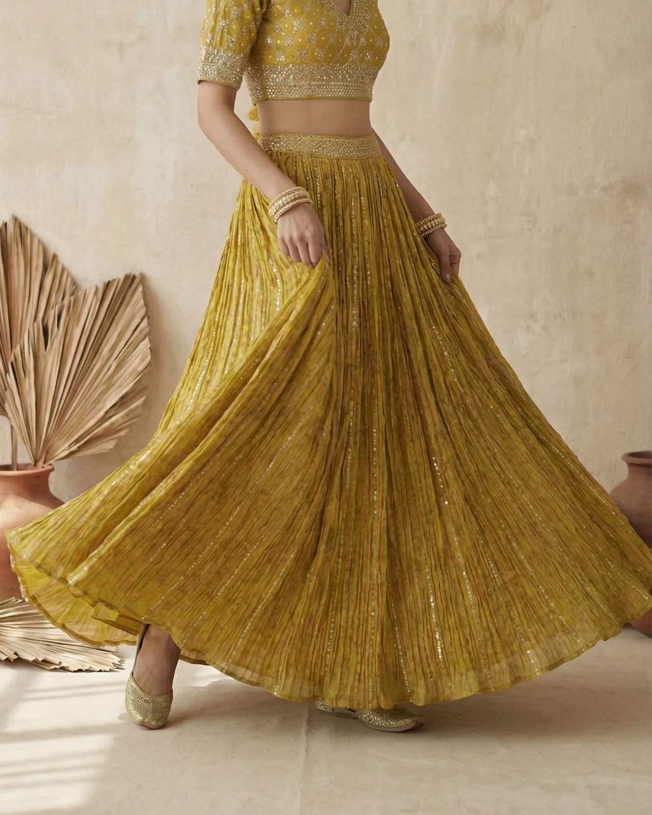 AI lehenga lifestyle shots, finished frame