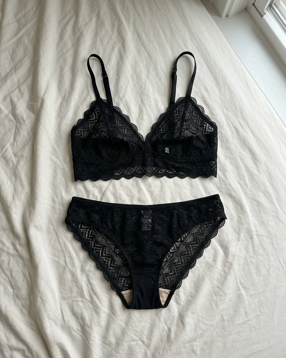 lingerie product photo as sent by the brand, before the flat-lay to model