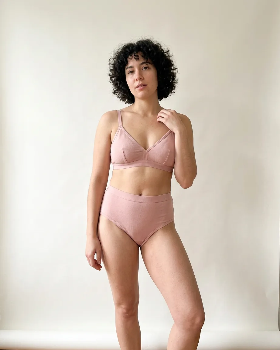 AI lingerie flat-lay to model, finished frame