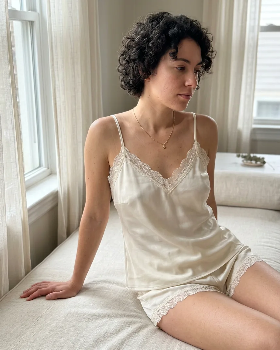 AI lingerie on-model photoshoot, finished frame