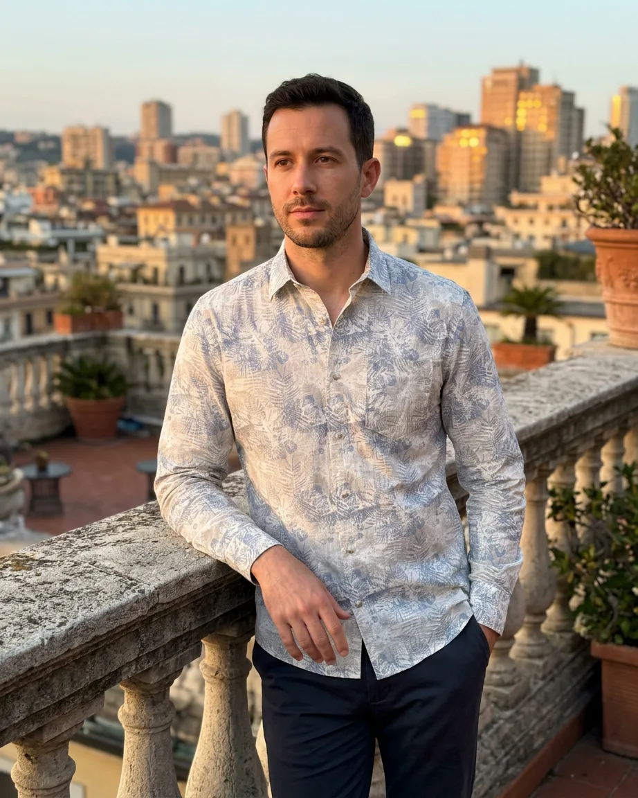 AI menswear lifestyle shots, finished frame