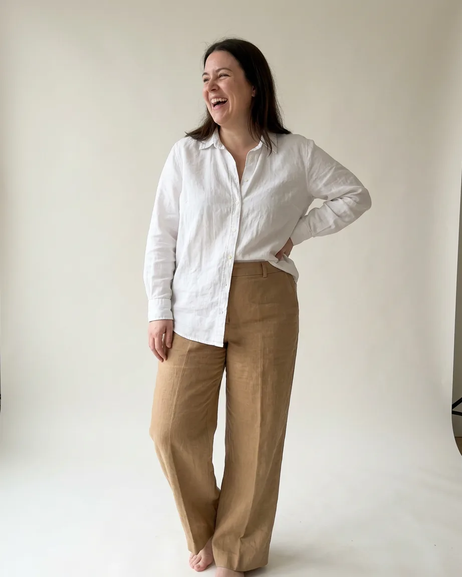 AI plus-size flat-lay to model, finished frame