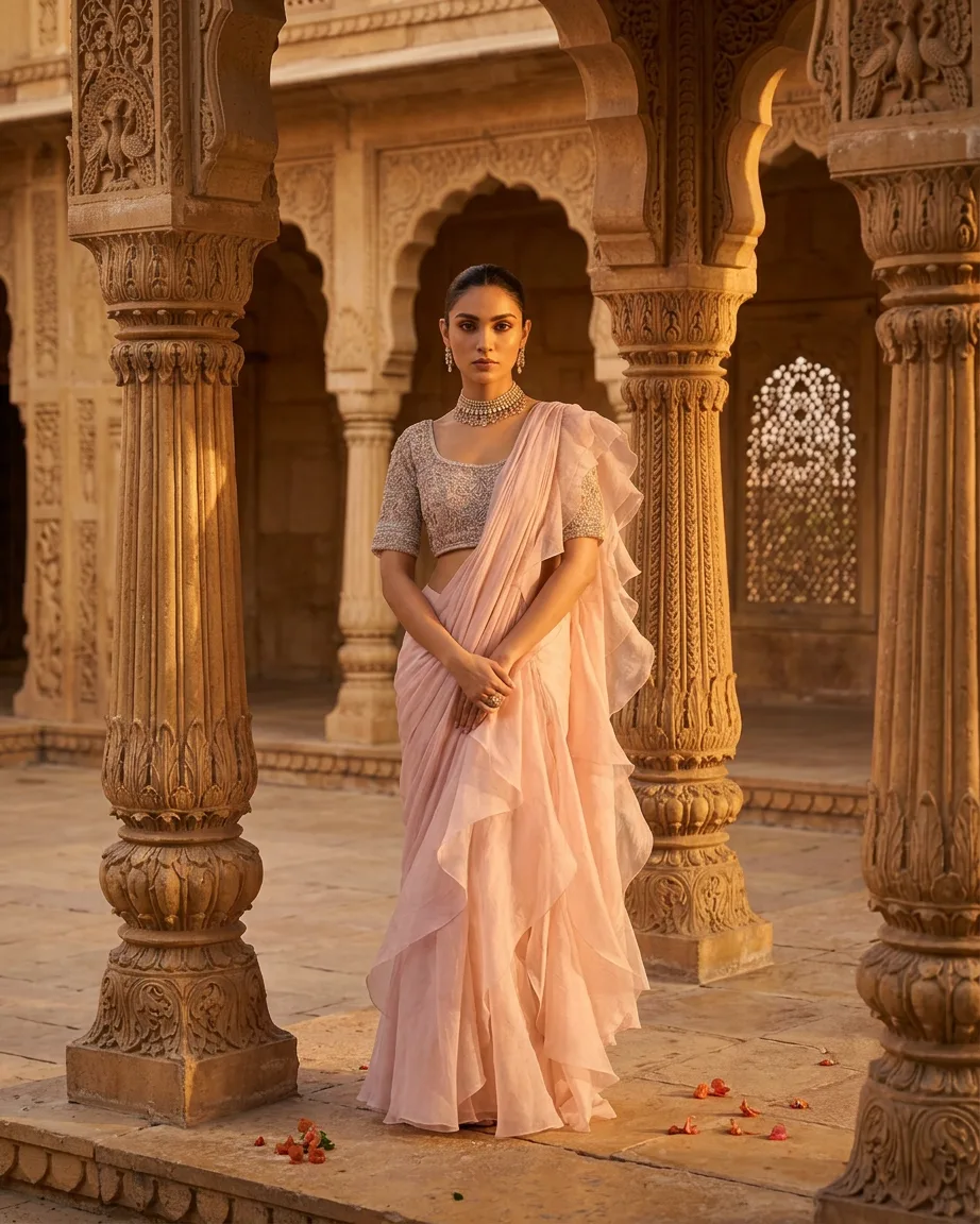 AI saree background swap by Kaptured.AI