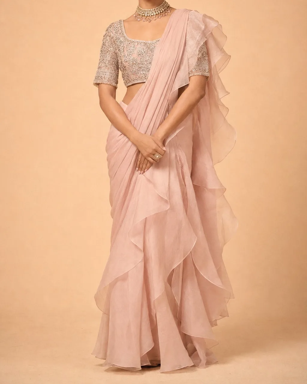 saree product photo as sent by the brand, before the background swap