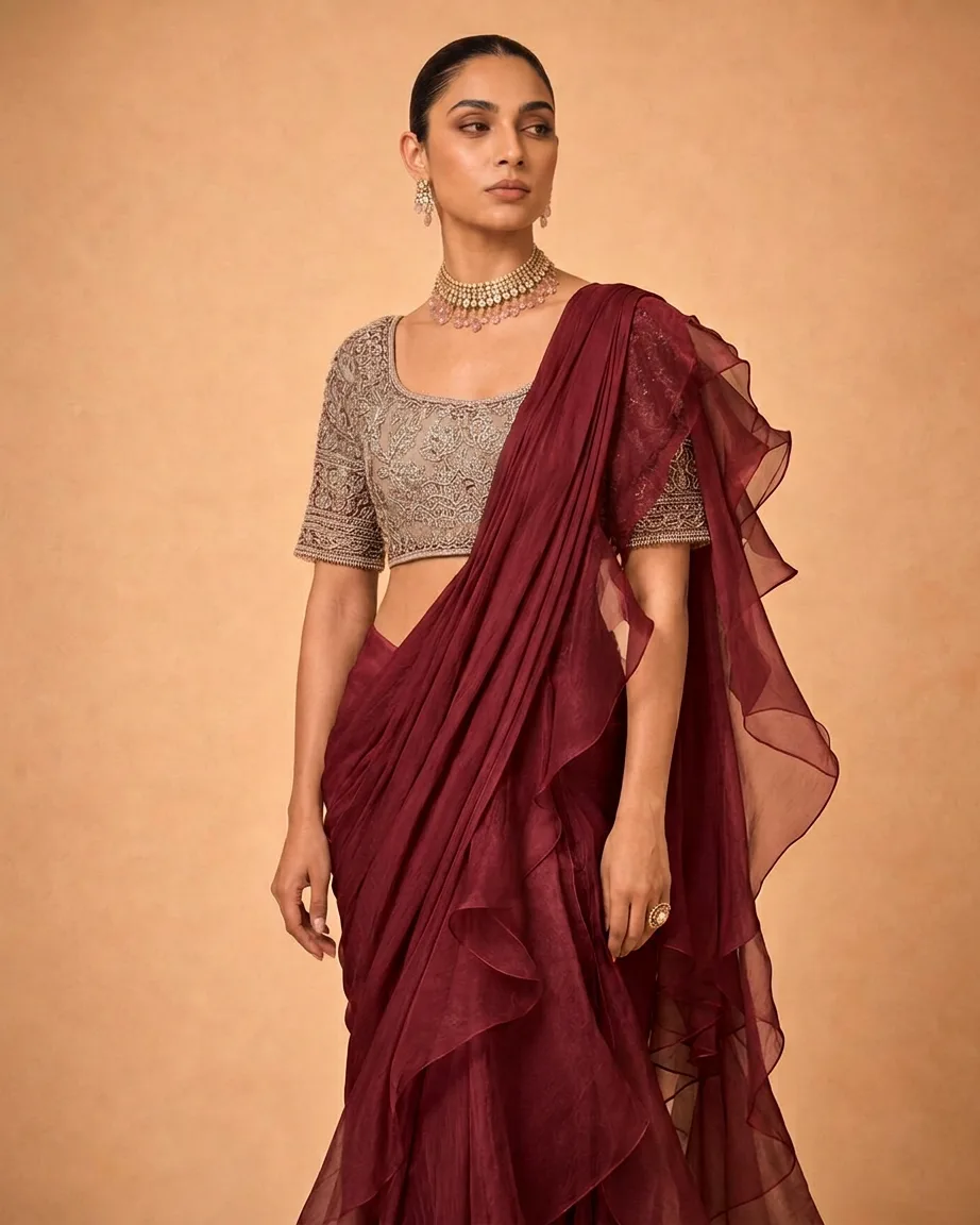 AI saree colour variants by Kaptured.AI