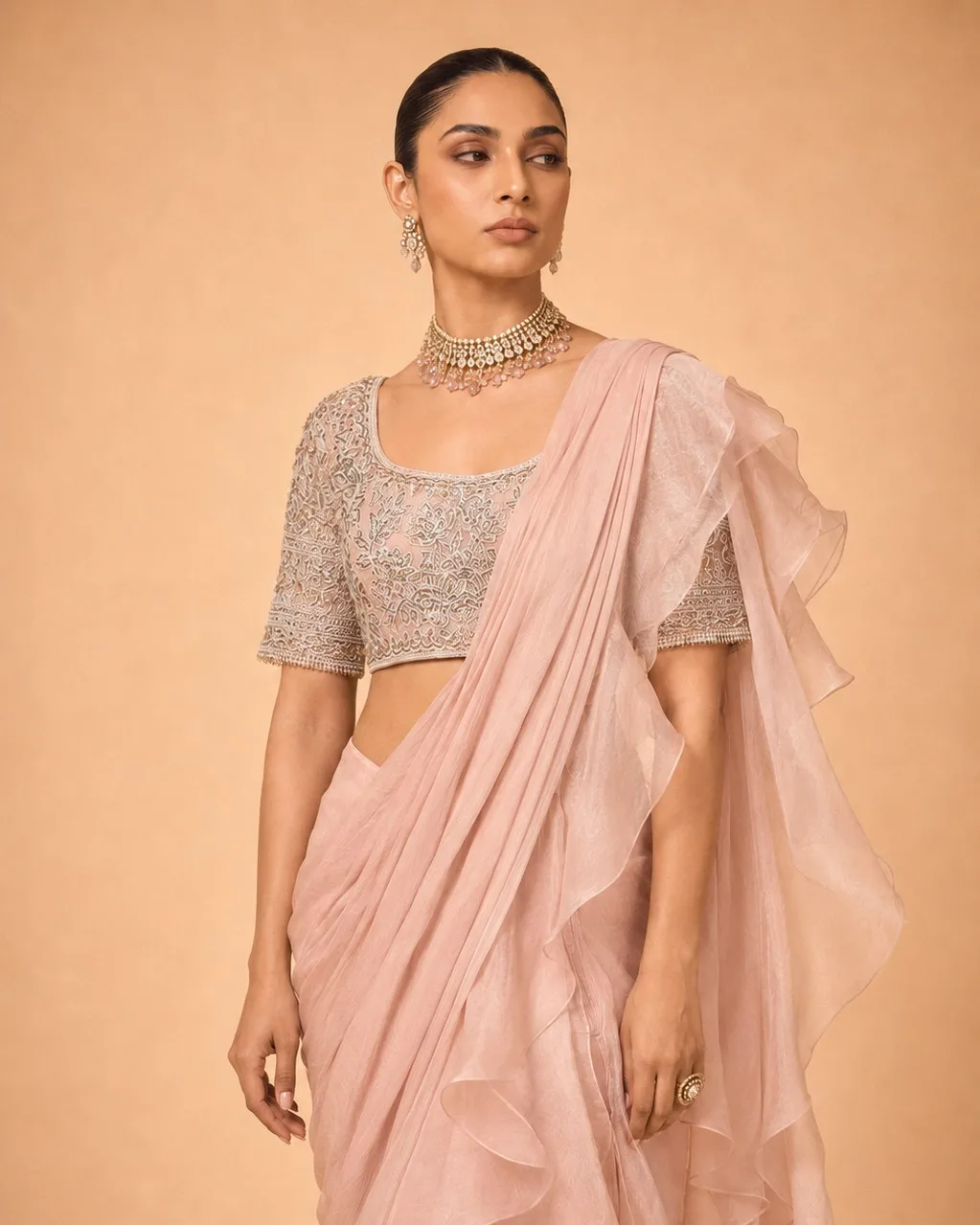saree product photo as sent by the brand, before the colour variants