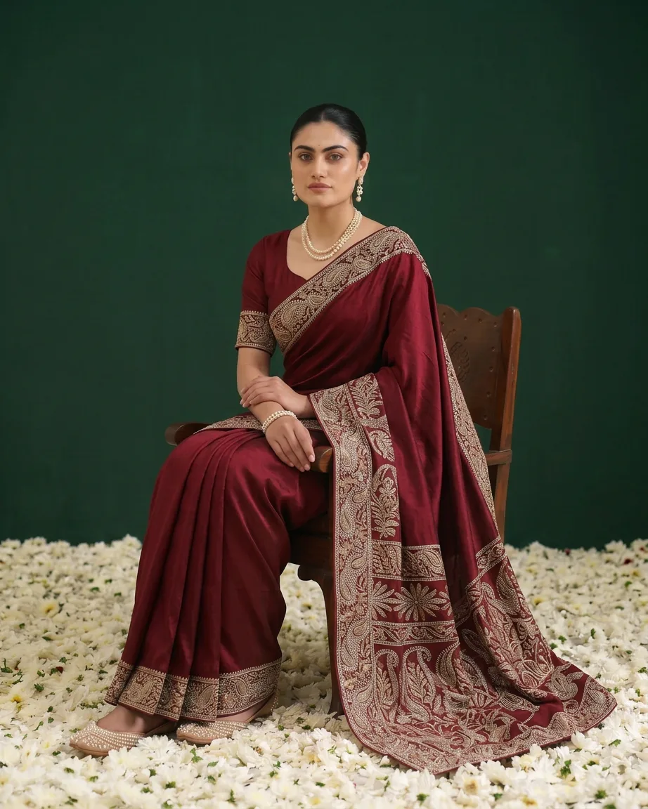 AI saree colour variants, finished frame