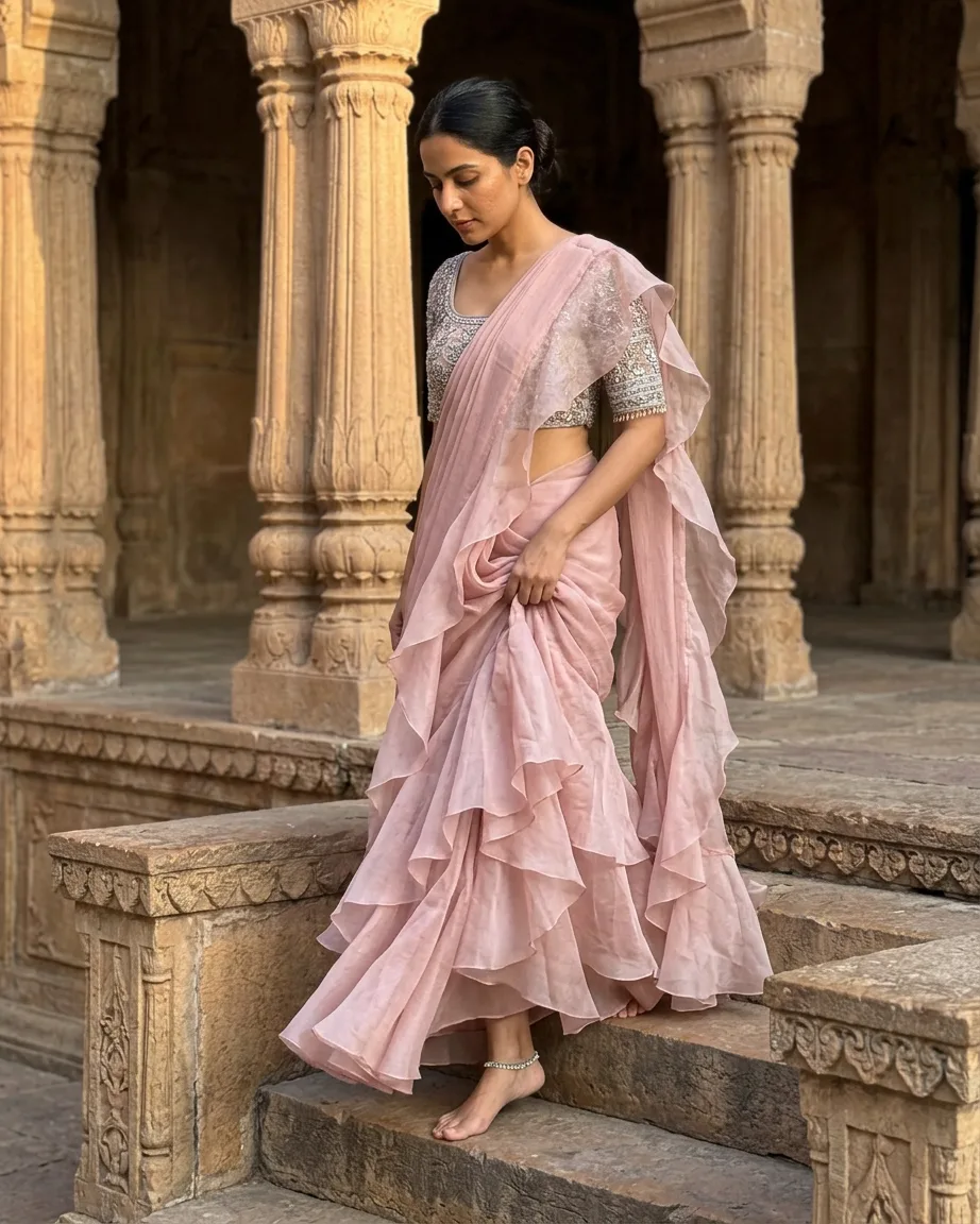 AI saree lifestyle shots by Kaptured.AI