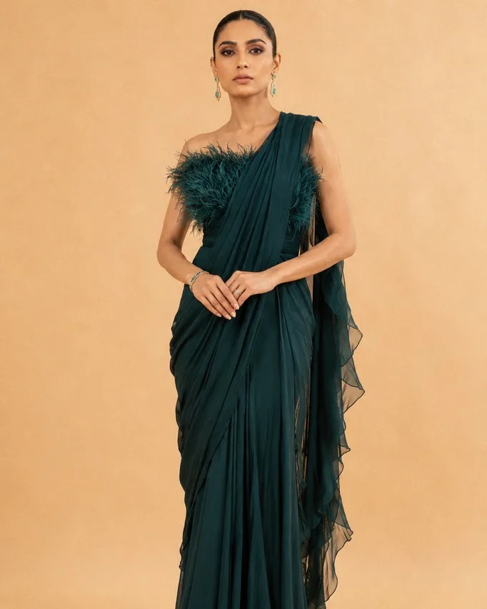 AI saree on-model photoshoot, finished frame