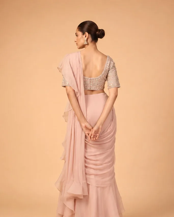 AI saree on-model photoshoot, finished frame
