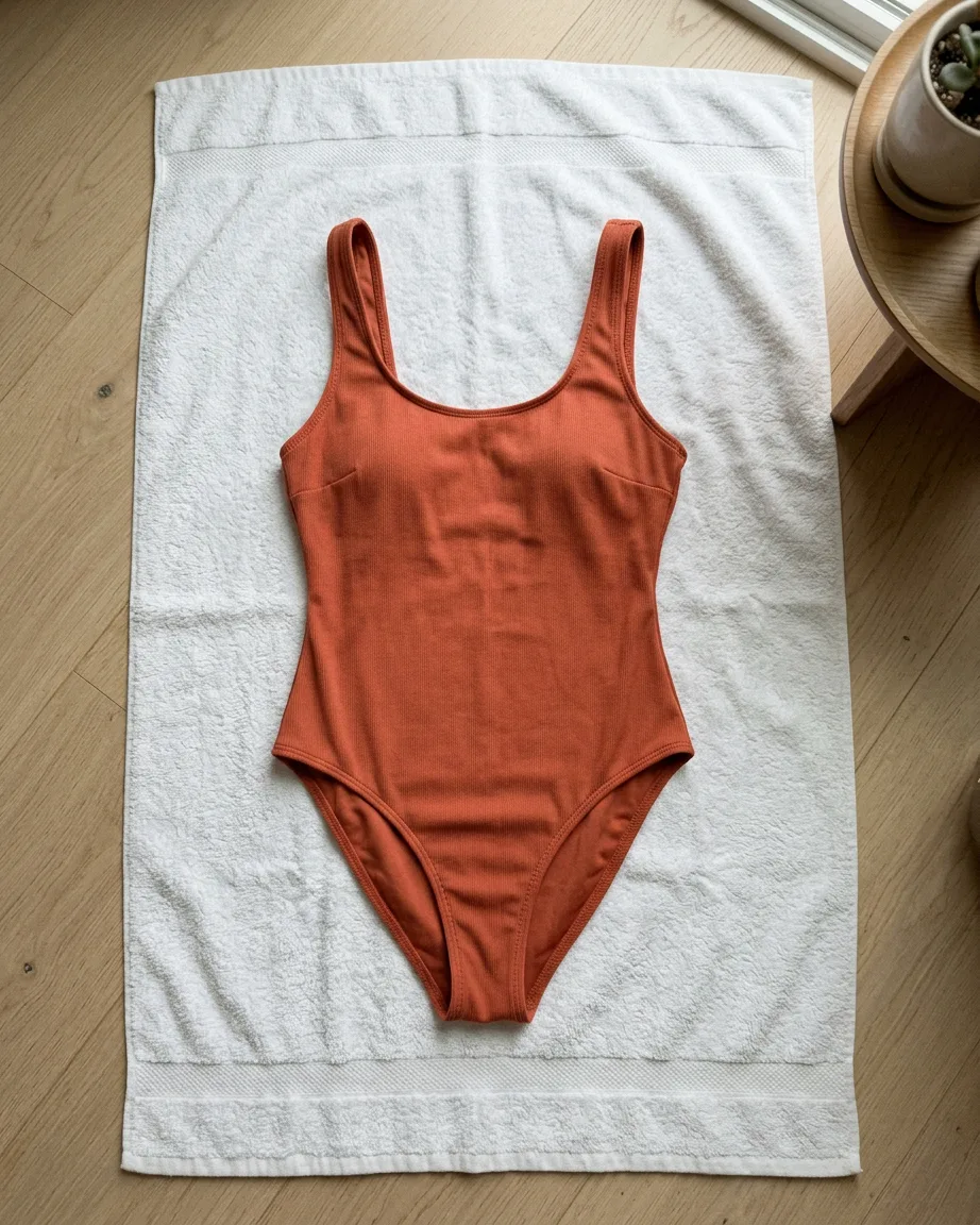 swimwear product photo as sent by the brand, before the on-model photoshoot