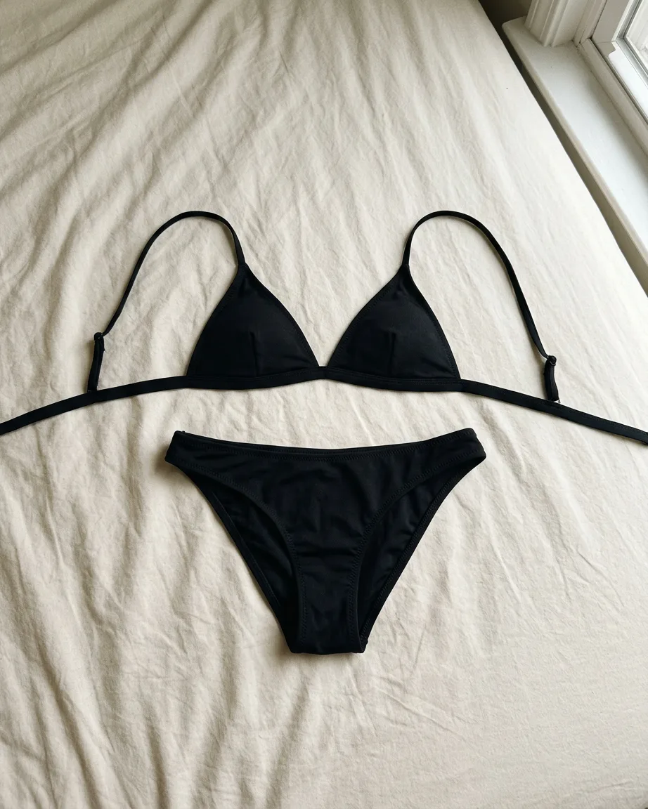 swimwear product photo as sent, before the on-model photoshoot