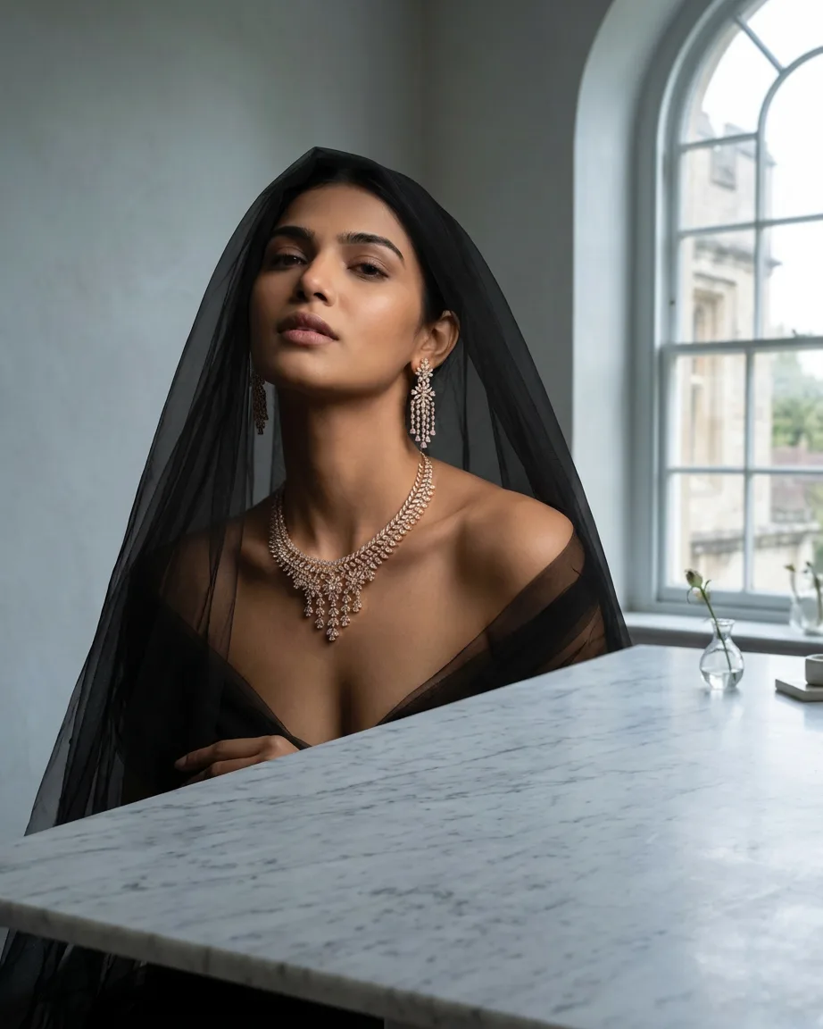 Jewelry photoshoots: the finished image, shot with AI by Kaptured.AI