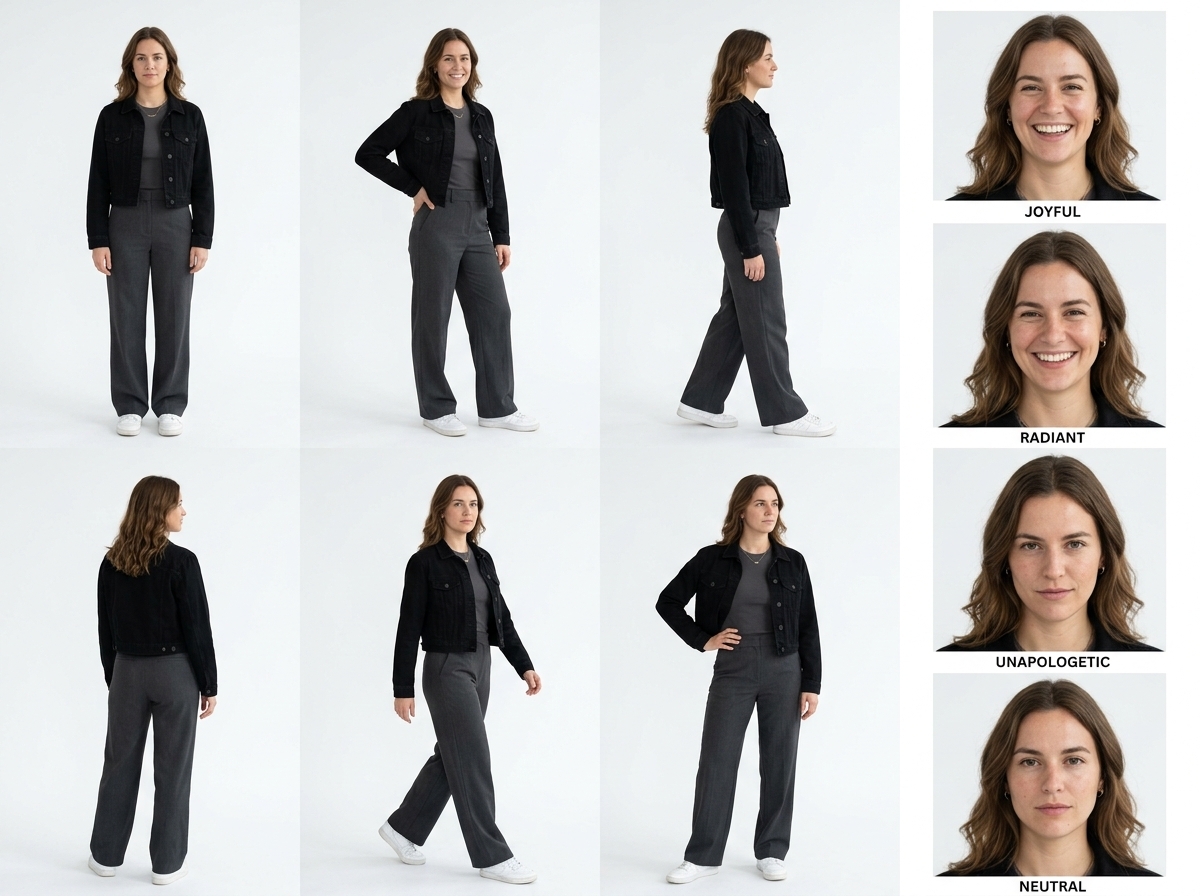 Every angle, every mood No reshoots — womenswear AI photography