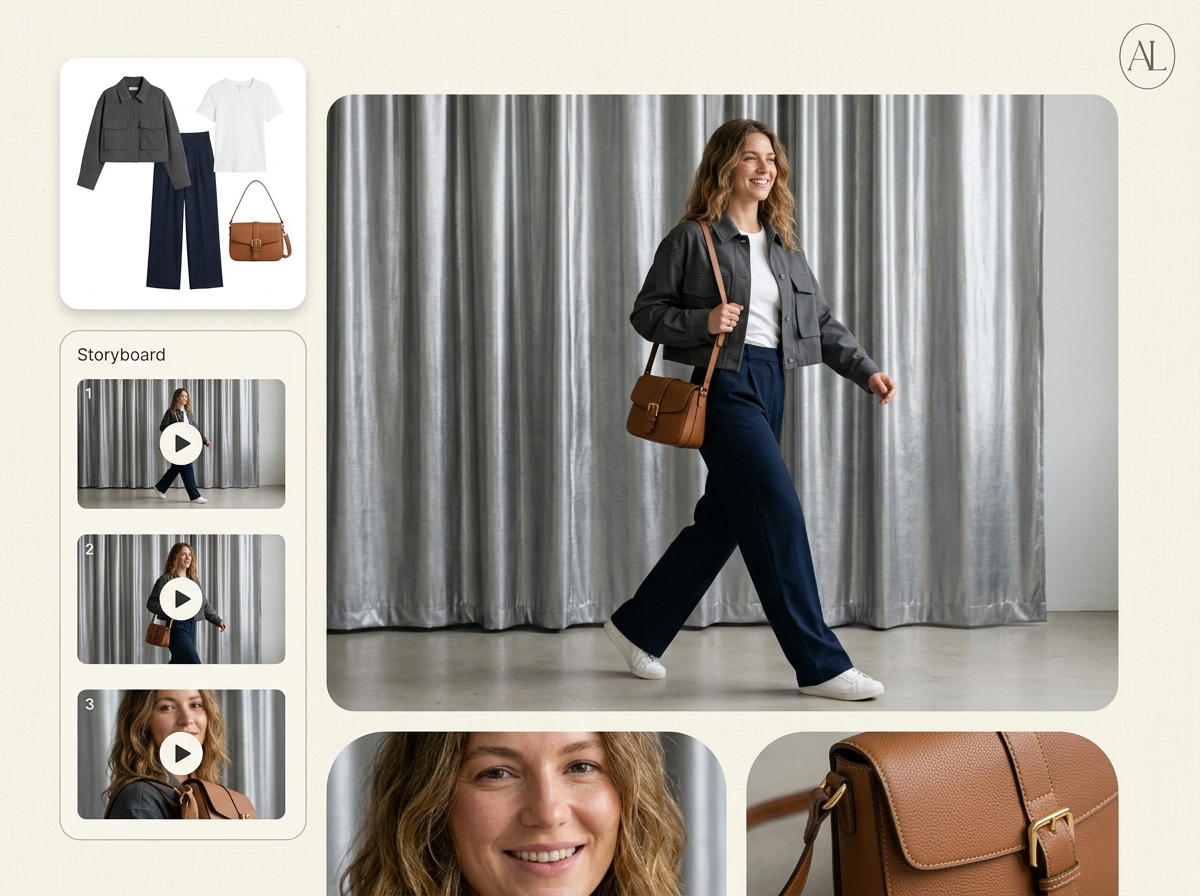 Brief to video in minutes — womenswear AI photography