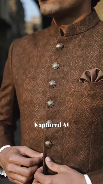 Model wearing menswear in a frame from an AI fashion film